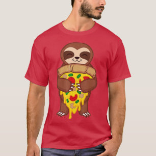 Sloth Holding Pepperoni Pizza Funny Feinschmecker  T-Shirt