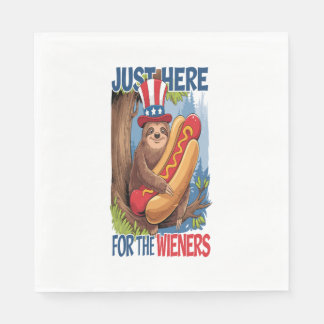 Sloth Hot Dog 4. Juli GRILLEN Serviette