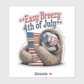 Sloth Hugging Flag 4. Juli Aufkleber (Blatt)