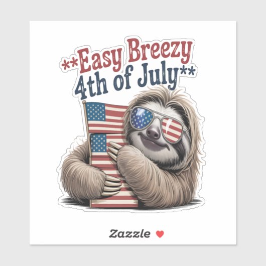 Sloth Hugging Flag 4. Juli Aufkleber (Blatt)