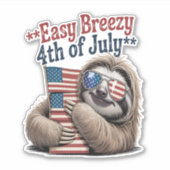Sloth Hugging Flag 4. Juli Aufkleber (Vorderseite)