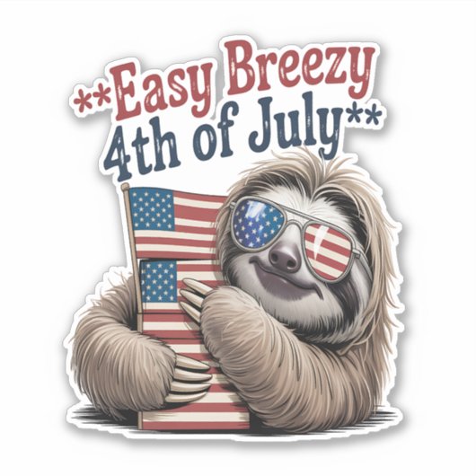 Sloth Hugging Flag 4. Juli Aufkleber (Vorderseite)