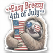 Sloth Hugging Flag 4. Juli Aufkleber (Vorderseite)