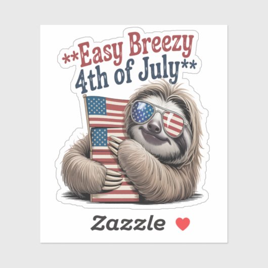 Sloth Hugging Flag 4. Juli Aufkleber (Blatt)