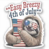 Sloth Hugging Flag 4. Juli Aufkleber (Vorderseite)