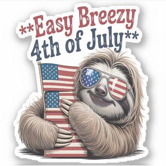 Sloth Hugging Flag 4. Juli Aufkleber (Vorderseite)