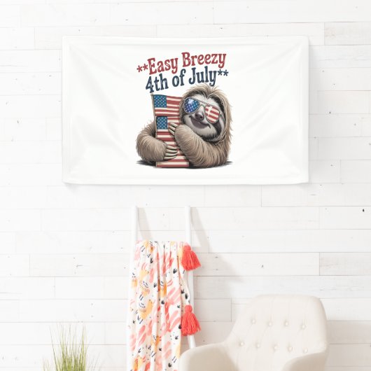 Sloth Hugging Flag 4. Juli Banner (Insitu)