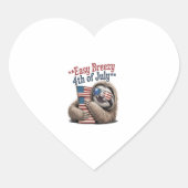 Sloth Hugging Flag 4. Juli Herz-Aufkleber (Vorderseite)