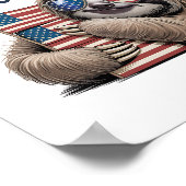 Sloth Hugging Flag 4. Juli Poster (Ecke)