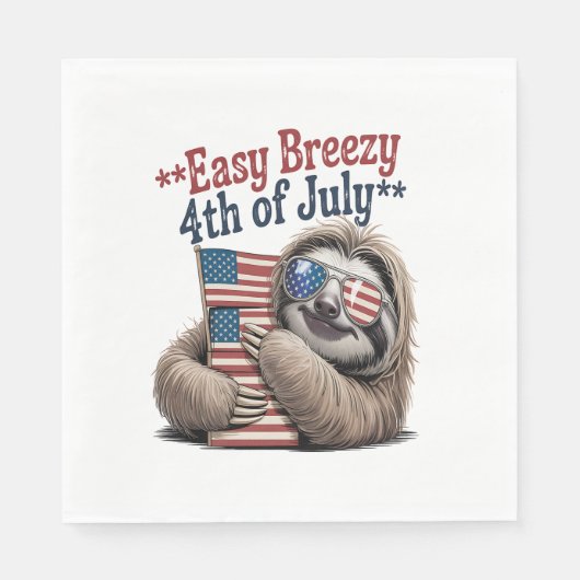 Sloth Hugging Flag 4. Juli Serviette (Vorderseite)