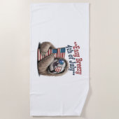 Sloth Hugging Flag 4. Juli Strandtuch (Vorderseite)