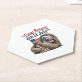 Sloth Hugging Flag 4. Juli Untersetzer (angewinkelt)