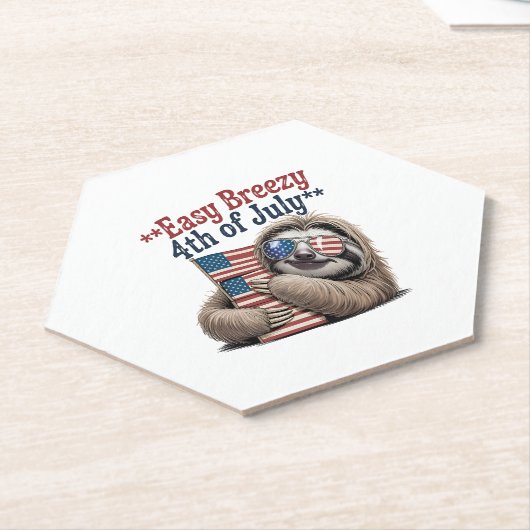 Sloth Hugging Flag 4. Juli Untersetzer (angewinkelt)