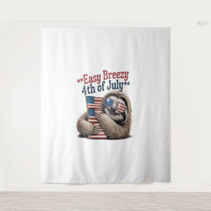 Sloth Hugging Flag 4. Juli Wandteppich