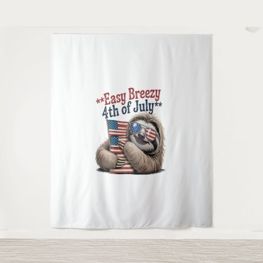 Sloth Hugging Flag 4. Juli Wandteppich (Vorderseite)