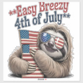 Sloth Hugging Flag 4th of July Aufkleber (Blatt)