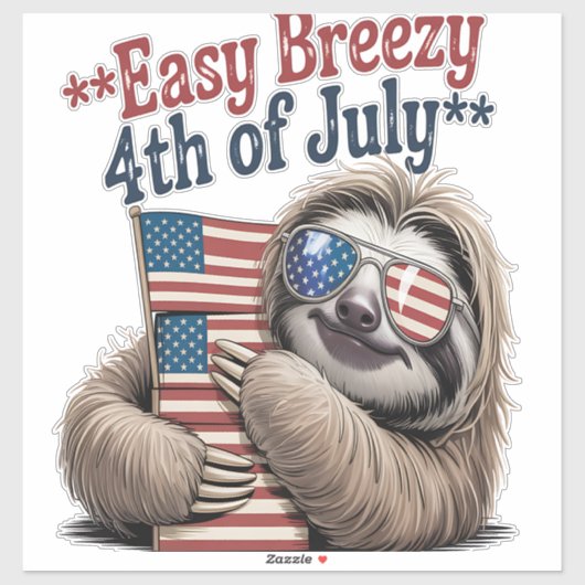 Sloth Hugging Flag 4th of July Aufkleber (Blatt)