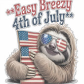 Sloth Hugging Flag 4th of July Aufkleber (Vorderseite)