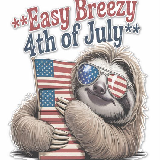 Sloth Hugging Flag 4th of July Aufkleber (Vorderseite)