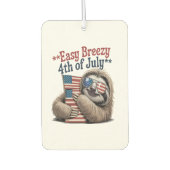 Sloth Hugging Flag 4th of July Autolufterfrischer (Vorderseite)