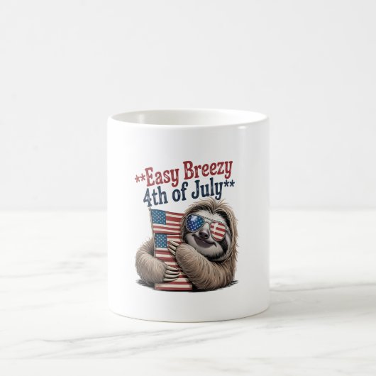 Sloth Hugging Flag 4th of July Kaffeetasse (Mittel)
