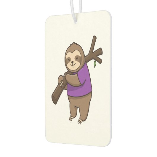 Sloth Hugging Tree Branch Wearing Purple Autolufterfrischer (Links)