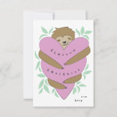 Sloth Hugs Klassenzimmer Valentinstag Card Dankeskarte (Vorderseite)