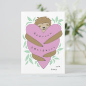 Sloth Hugs Klassenzimmer Valentinstag Card Dankeskarte (Stehend Vorderseite)