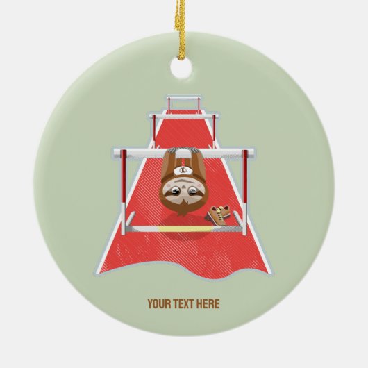 Sloth Hurdles Rennathletik Keramik Ornament (Hinten)