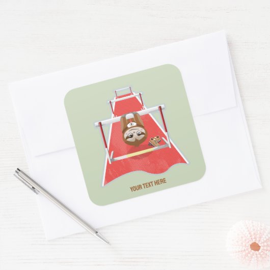 Sloth Hurdles Rennathletik Quadratischer Aufkleber (Umschlag)