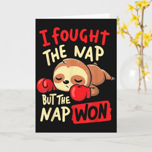 Sloth I Fought The Nap But The Nap Won Karte (Gelbe Blume)