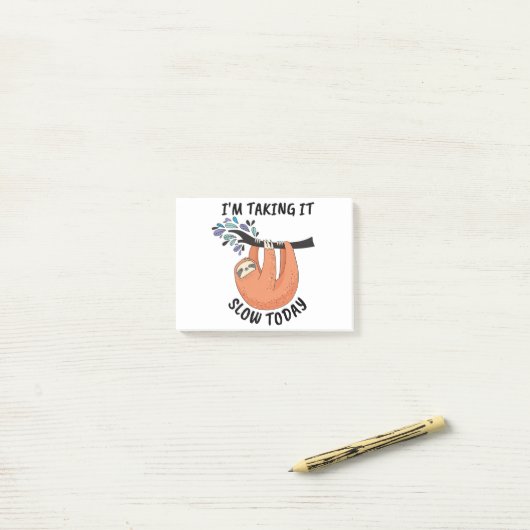 Sloth, ich nehme es heute langsam post-it klebezettel (Auf Schreibtisch)