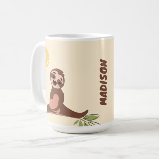 Sloth Illustration Kaffeetasse (Vorderseite Links)