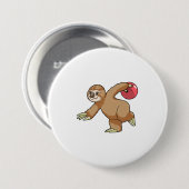 Sloth im Bowling mit Bowlingball Button (Vorne & Hinten)