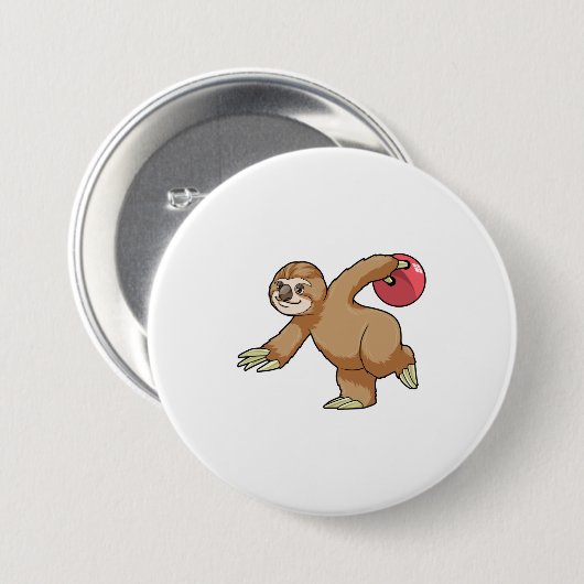 Sloth im Bowling mit Bowlingball Button (Vorne & Hinten)