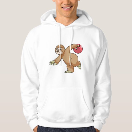 Sloth im Bowling mit Bowlingball Hoodie (Vorderseite)