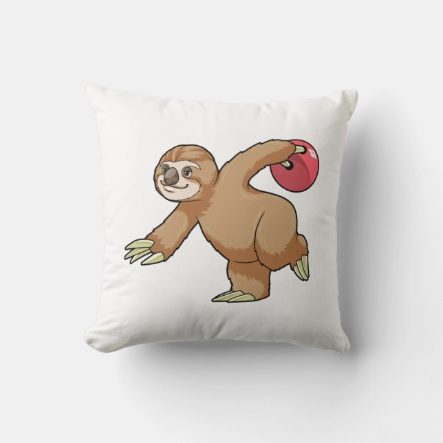 Sloth im Bowling mit Bowlingball Kissen (Vorderseite)