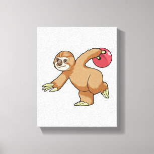 Sloth im Bowling mit Bowlingball Leinwanddruck