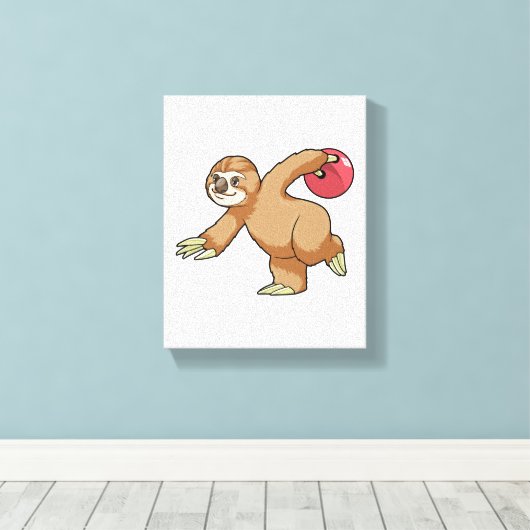 Sloth im Bowling mit Bowlingball Leinwanddruck (Insitu (Holzboden))