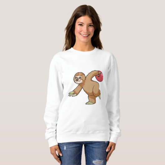 Sloth im Bowling mit Bowlingball Sweatshirt (Vorne ganz)
