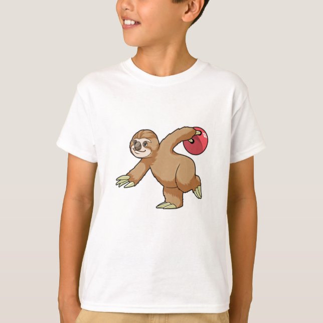 Sloth im Bowling mit Bowlingball T-Shirt (Vorderseite)