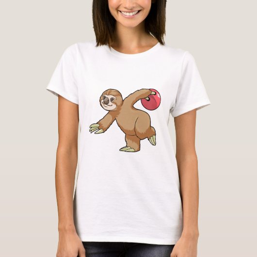 Sloth im Bowling mit Bowlingball T-Shirt (Vorderseite)