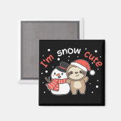 Sloth I'm Snow Niedlich Snowman Snow Pun Magnet (Vorderseite/Rückseite)