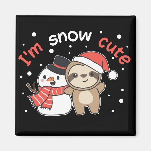 Sloth I'm Snow Niedlich Snowman Snow Pun Magnet (Vorne)