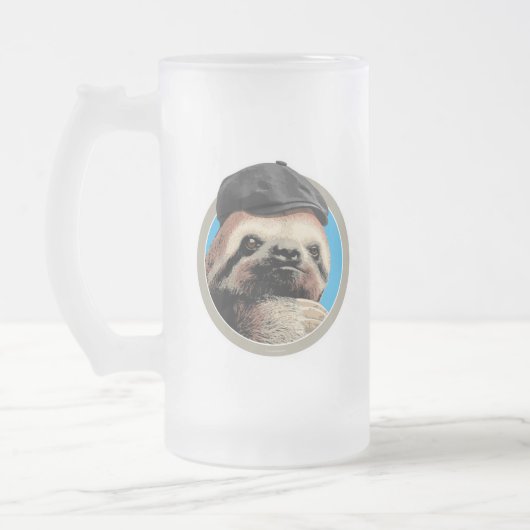 Sloth (in Baker Boy hat) Mattglas Bierglas (Links)