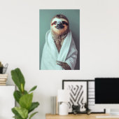 Sloth in Bathrobe Art Print, Funny Bathroom Poster (Heimbüro)