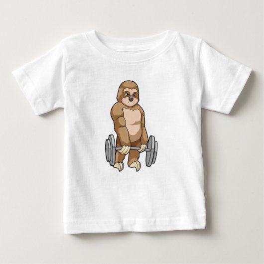 Sloth in Bodybuilding mit Barbell Baby T-shirt (Vorderseite)