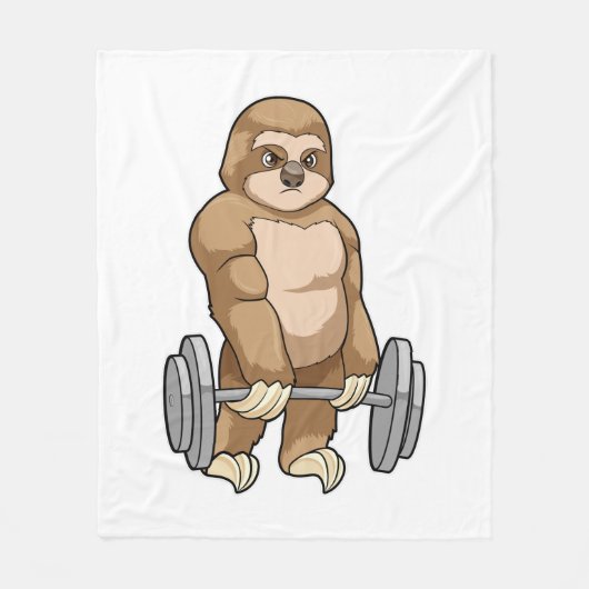 Sloth in Bodybuilding mit Barbell Fleecedecke (Vorderseite)