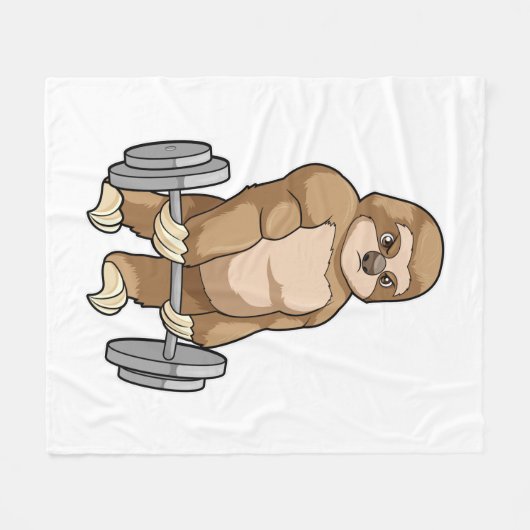 Sloth in Bodybuilding mit Barbell Fleecedecke (Vorderseite (Horizontal))