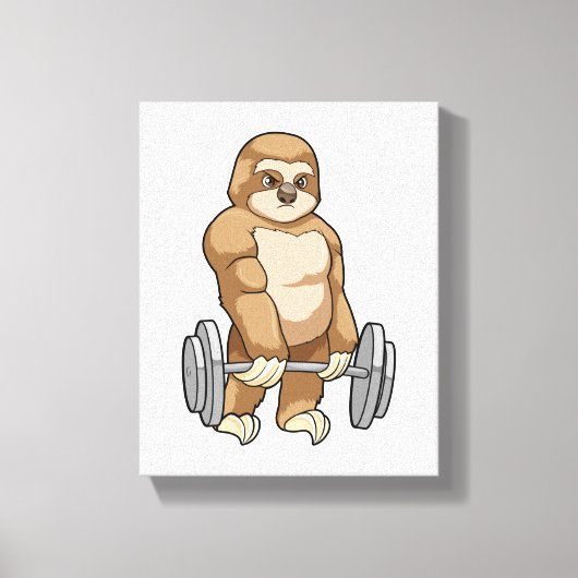 Sloth in Bodybuilding mit Barbell Leinwanddruck (Vorderseite)